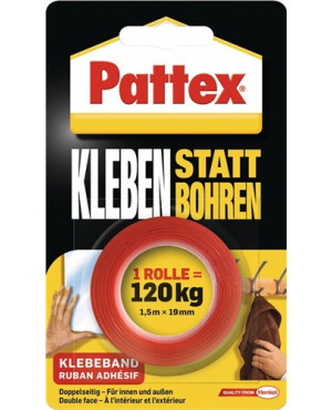 Montageband Kleben statt Bohren transl.L.1,5m B.19mm Rl.PATTEX