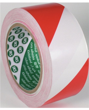 Bodenmarkierungsband F33P PVC rot/weiß L.33m B.50mm Rl.IKS