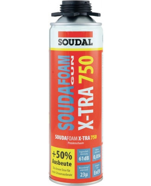 1K-Pistolenschaum SOUDAFOAM X-TRA 750 500 ml B2 grau o.Einweghandschuhe SOUDAL