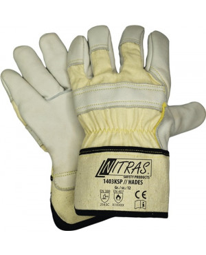 Schnitthandschuh Hades Gr.10 grau Rindvollleder EN 388,EN 407 Kat.II NITRAS