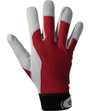 Handschuhe Griffy Gr.8 rot/naturfarben Ziegennappaleder/Interlock auf SB-Karte