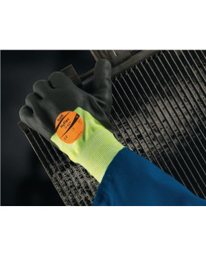 Handschuhe HyFlex 11-427 Gr.9 grau/hellgelb Strick EN 388,EN 407 Kat.III