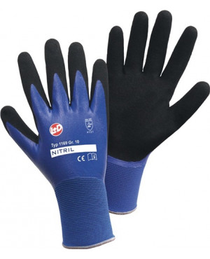 Handschuhe Nitril Aqua Gr.8 blau/schwarz Nyl.m.dop.Nitril EN 388 Kat.II