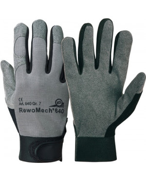 Kunstlederhandschuhe RewoMech 640 Gr.9 schwarz/grau Kunstleder/EL EN 388 Kat.II