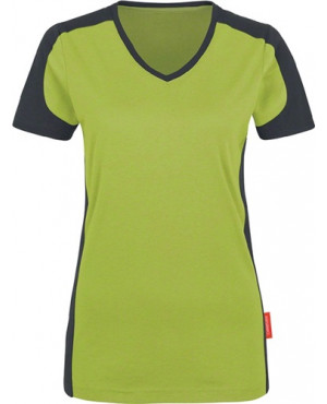 Damen V-Shirt Gr.S kiwi/anthrazit 50% CO/50% PES Scheibler