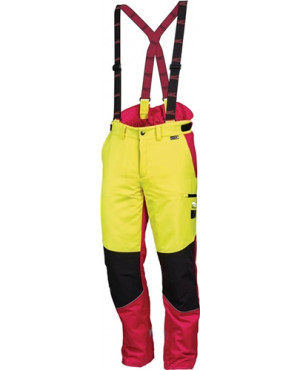 Forstschutzhose Komfort Gr.52 neongelb/rot 60%PES/40%CO