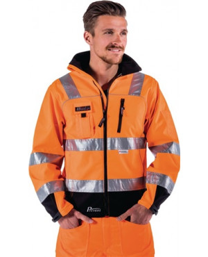 Warnschutz-Softshelljacke Gr. L orange/schwarz 96% PES/4% EL