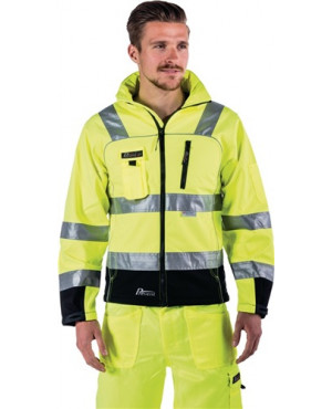 Warnschutz-Softshelljacke Gr. XXL gelb/schwarz 96% PES/4% EL