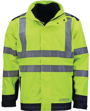 Wetter-,Flamm- u. Warnschutzjacke Gr. XXXL gelb/blau 98% Poyester/2% Carbon