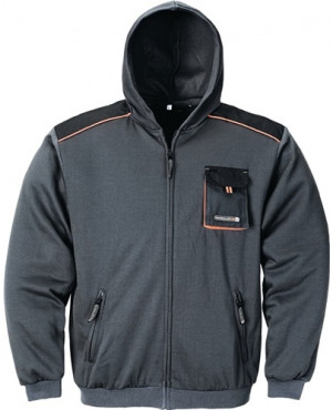 Herrensweatjacke Gr.L dunkelgrau/schwarz/orange 100% PES TERRATREND
