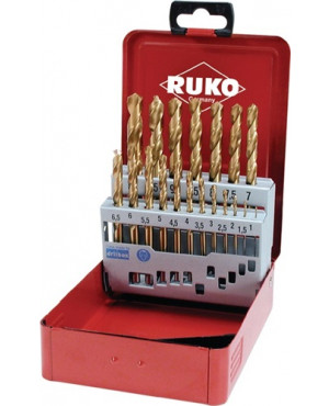 Spiralbohrersatz DIN338 Typ N D.1-13x0,5mm HSS TiN 25tlg.Metallkassette RUKO