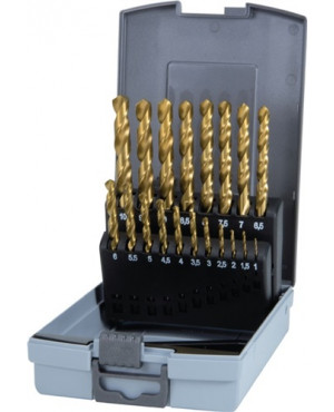 Spiralbohrersatz DIN338 Typ N D.1-10x0,5mm HSS TiN 19tlg.Ku.-Kassette RUKO