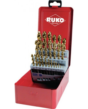 Spiralbohrersatz DIN338 Typ N TL 3000 D.1-13x0,5mm HSS TiN 25tlg.Metallkassette