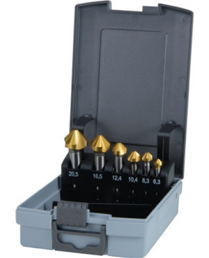 Kegelsenkersatz DIN335 C 90Grad 6,3-20,5mm HSS TiN Z.3 6tlg.Ku.-Kassette