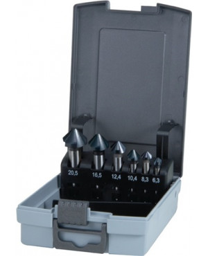 Kegelsenkersatz DIN335 C 90Grad 6,3-20,5mm HSS TiAlN Z.3 6tlg.Ku.-Kassette