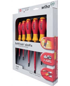 Schraubendrehersatz 6tlg. VDE Schlitz 3,5/4/5,5/6,5/PH 1/2 brün. Rundkl.