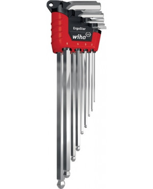 Winkelschraubendrehersatz 9tlg. 6KT-Kugelkopf 1,5/2/2,5/3/4/5/6/8 Chrom ErgoStar