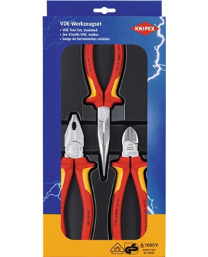 Zangensatz Elektro-Paket Inh.3tlg.VDE verchr.Kunststofftiefziehteil KNIPEX