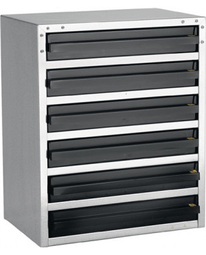 Kleinteilemagazin ESD 250/6-3 B.357xT.255xH.435mm 6Schubl. sw galv. RAACO