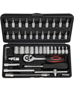 Steckschlüsselsatz 1/4 Zoll 45 tlg. SW 4-14 6-KT./Schlitz/PH/PZD/TX