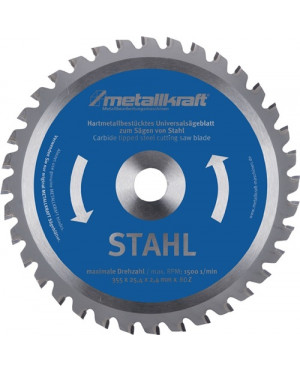 Metallkreissägeblatt STA D.355mm B.2,4mm HM Bohrungs-D.25,4mm Z.80 METALLKRAFT