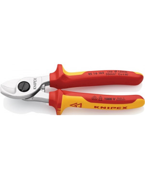 Kabelschere VDE L.165mm max.28mm2 Chrom Mehrkomp.-Hüllen KNIPEX m.Abgleitschutz
