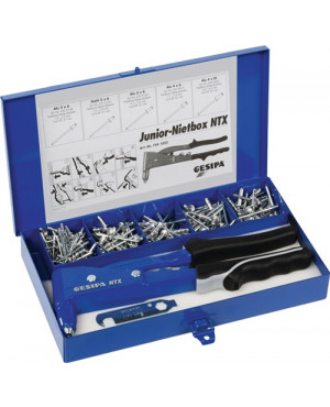 Blindnietsortiment Junior 352tlg.NTX u.Blindniet Alu/Stahl,Stahl/Stahl i.Blechk.