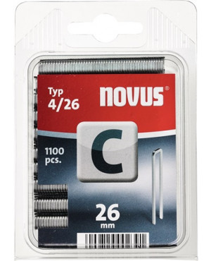 Schmalrückenklammer 4 B.6 mm Schenkel-L.26 mm Draht-B.1,1 mm 1100 St./Krt.NOVUS