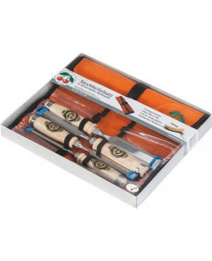 Stechbeitelsatz 10,16,20,26mm Weißbuchenh.4tlg.Lederrolltasche