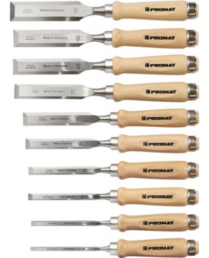 Stechbeitelsatz 6-30mm Weißbuchenh.Ulmer Form 10tlg.Krt.PROMAT