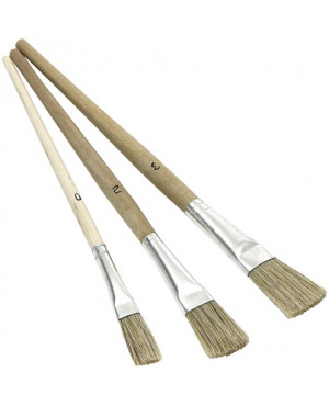 Emaillelackpinselset 3-tlg./Gr.0,2,3 helle Borste Weißbl.roh.Holzstiel