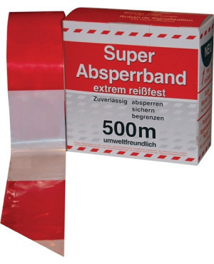 Absperrband L.500 m B.80mm rot/weiß geblockt 500m/Karton