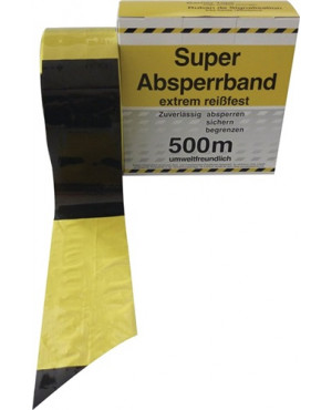 Absperrband L.500 m B.80mm gelb/schwarz geblockt 500m/Karton