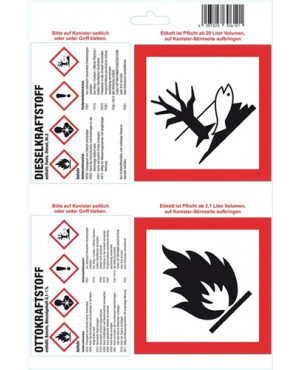 Haftetikett f.Otto-/Dieselkraftstoff L.275mm B.182mm weiß glänzend