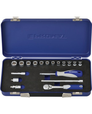 Steckschlüsselsatz 1/4 Zoll 18 tlg. 4-14 mm 6 KT Hebelumschaltknarre 20 Z.PROMAT