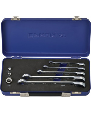 Knarrenringmaulschl.satz 8 tlg.SW 8-19 mm 72 Zähne umschaltb. Maulst.15 Grad PR