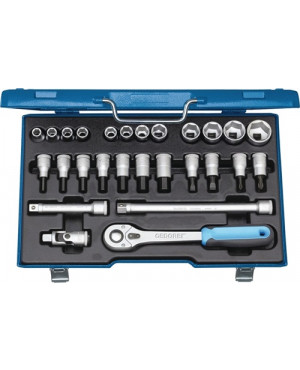 Steckschlüsselsatz 19iU-10 1/2Zoll 27tlg. 10-30mm 6KT/Schlitz/PH