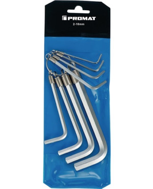 Winkelschraubendr.-S.6KT 8tlg. SW2-10mm ISO2936 S2 St. verchr. am Ring PROMAT