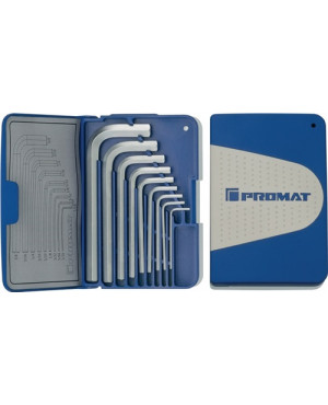 Winkelschraubendr.-S.9tlg.1/16-3/8Zoll ISO2936 S2-St.verchr.Ku.Klappkass.PROMAT