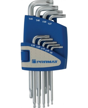 Winkelschraubendrehersatz 9tlg.T9-T45 m.Kugelkopf Ku.-Halter PROMAT