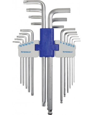 Winkelschraubendrehers. Universal 18 tlg. Tx10-Tx50 6KT SW1,5-10 Kugelk. Promat