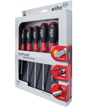 Schraubendrehersatz 6tlg. Schlitz 3,5/4,5/5,5/6,5/PH 1/2 m.Rundklinge Chrom matt