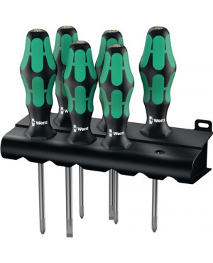 Schraubendrehersatz 6 tlg. Schlitz PH PZD Mehrkomp.-Heft inkl. Rack