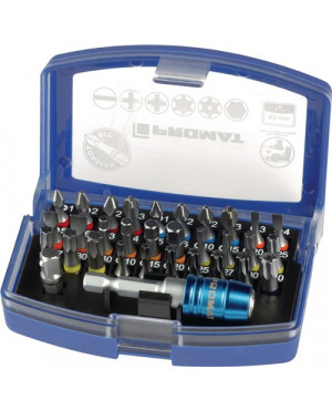 Bitsortiment 32 tlg. Torsionsbits Farbringe Schlitz/PH/PZD TX/TX-BO/6-KT