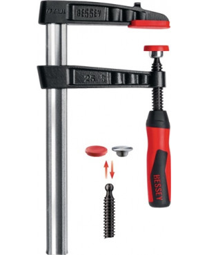 Temperguss-Schraubzw.Spann-W.200mm,Ausl.100mm,2-K-Griff,Q.27x7mm,TG20-2K,BESSEY