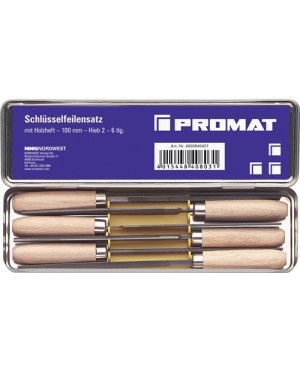 Schlüsselfeilensatz DIN 7283 A-F L.100mm Hieb 2 Buche PROMAT
