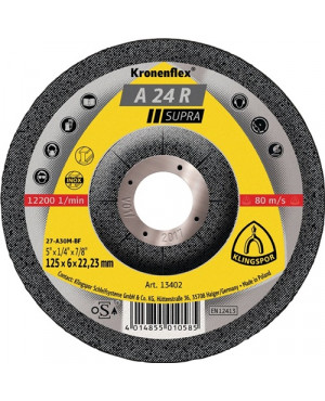 Schruppscheibe A 24 R Supra D125xS6mm gekr.STA Bohr.22,23mm KLINGSPOR