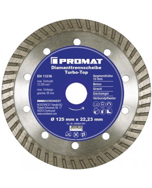 Diamanttrennscheibe D.180mm Bohr.25,4/22,23mm Stahlkern 10mm PROMAT