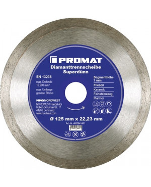 Diamanttrennscheibe D.125mm Bohr.22,23mm Fliesen 7mm PROMAT