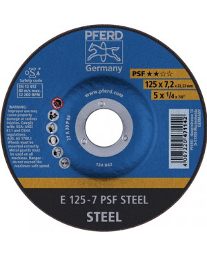 Schruppscheibe PSF STEEL D125xS7,2mm gekr.STA Bohrung 22,23mm PFERD